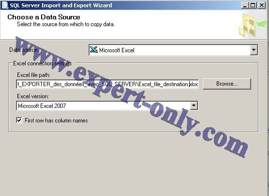 Browse Windows and select the Excel file path to import in SQL Server