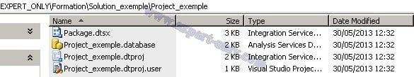 Créer un projet SSIS avec Visual Studio génère des fichiers spécifiques