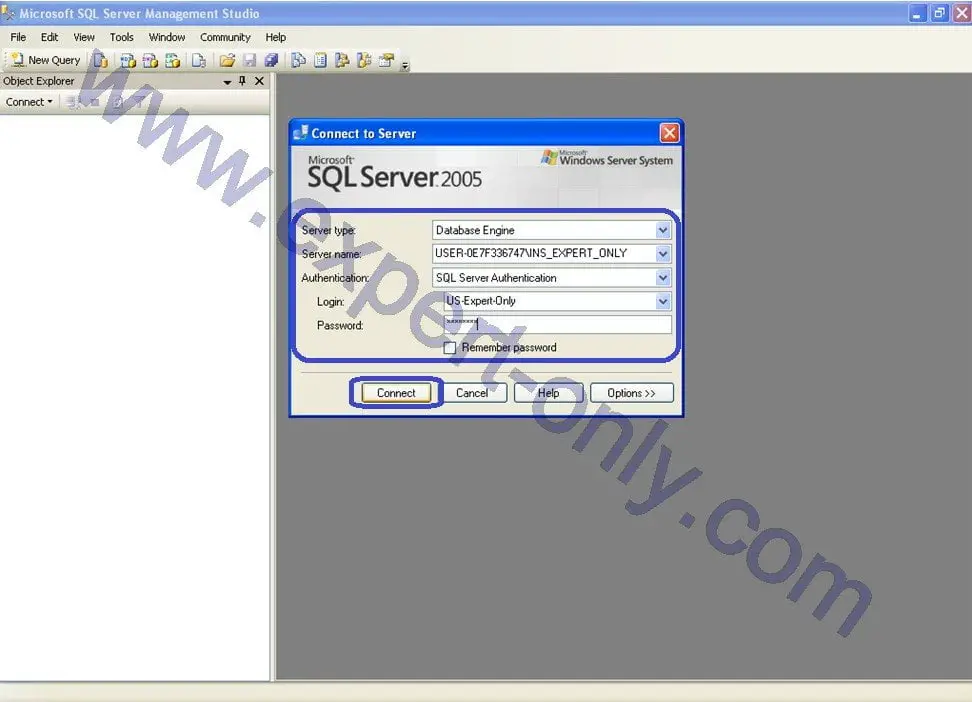 Connexion à SQL Server depuis SSMS avec le nouveau compte utilisateur