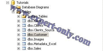 La table Customer est utilisée pour générer une requête INSERT INTO avec SSMS