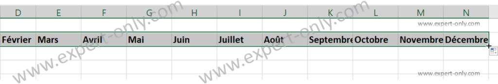 Faire glisser la sélection Excel pour générer automatiquement les noms de mois