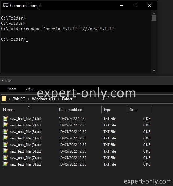 Renommer les préfixes de fichiers textes en cmd sous Windows 10