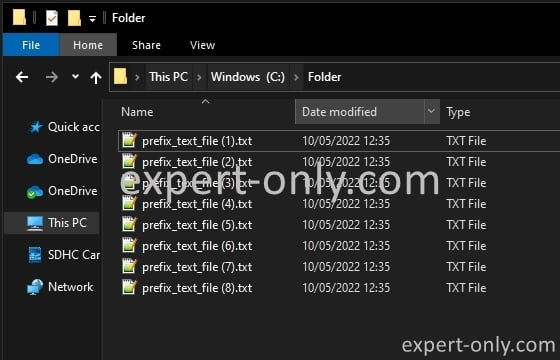 Text files with prefix to replace using cmd in Windows 10 - before
