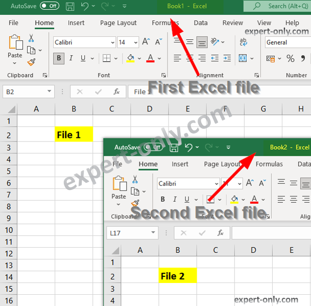 Open second Excel instance and file to have two Excel windows.