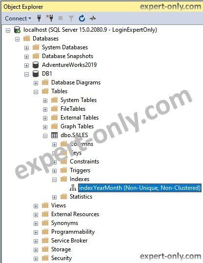 Check the index presence and type under the table with SSMS