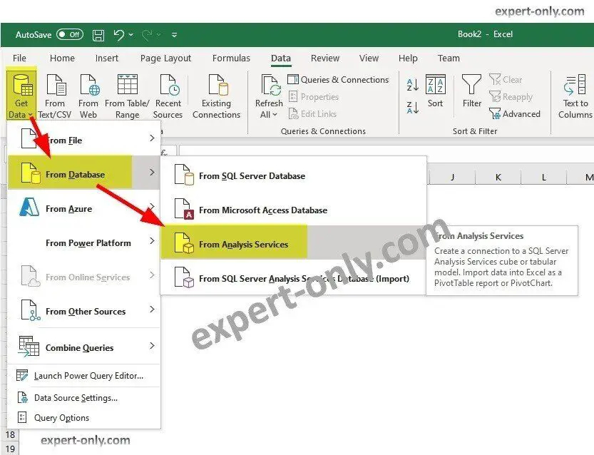 Connecter un tableau croisé dynamique Excel à un cube SSAS OLAP 