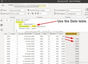 how to calculate previous month value in power bi