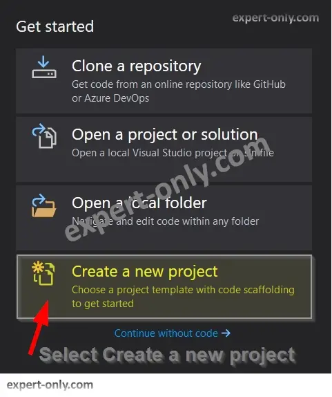 Create a new project with Visual Studio 2019 and configure it as an SSIS one