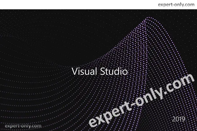 El logotipo de Visual Studio 2019 se muestra al inicio