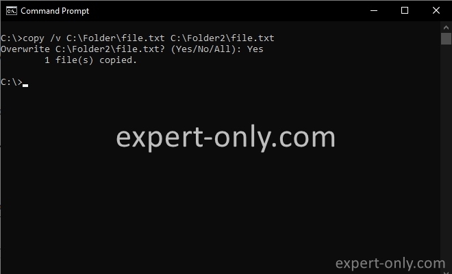 How to copy Windows 10 files using the command prompt ? Example with the integrity check option.