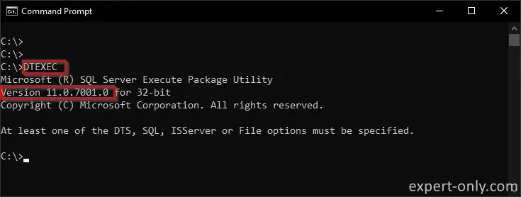 Vérifier la version de l'utilitaire DTExec pour exécuter un package SSIS en ligne de commande