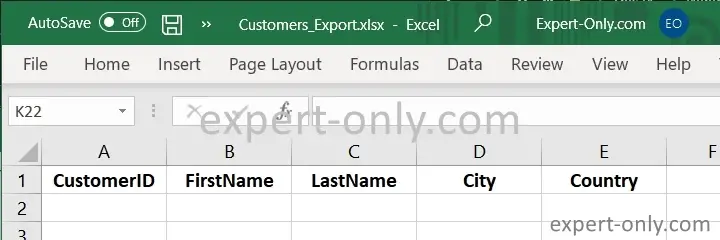 Préparer la ligne d'entête du fichier Excel cible pour mapper les colonnes depuis SSIS