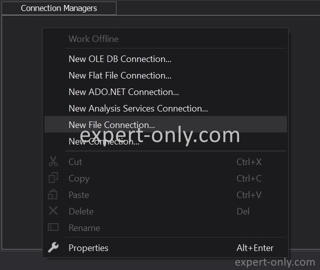 Select New File connection from the connection managers