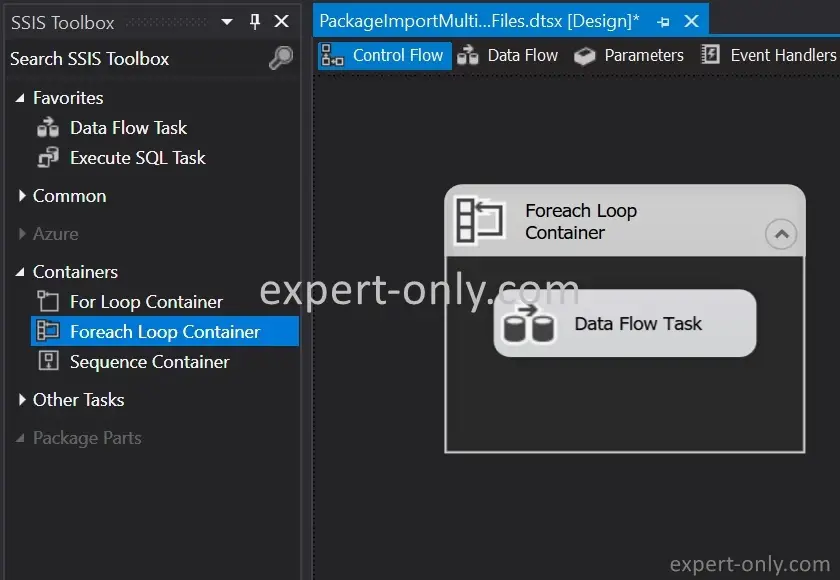 Use the SSIS Foreach Loop container and add the Data flow task to import multiple text files into a table with SSIS