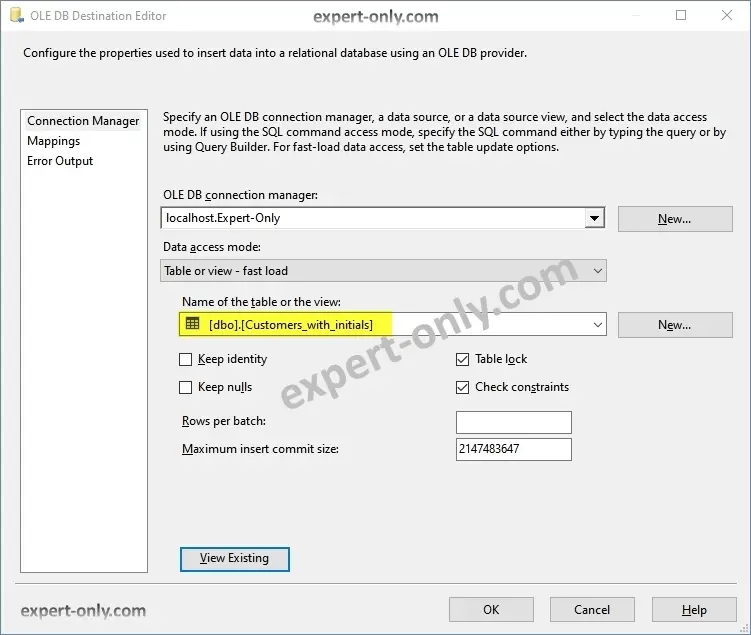 Configure the destination table to contain the data in the SSIS data flow