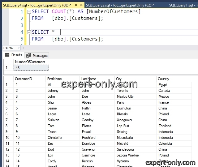 SSMS queries to display the result of the CSV import into the SQL Server table with SSIS 
