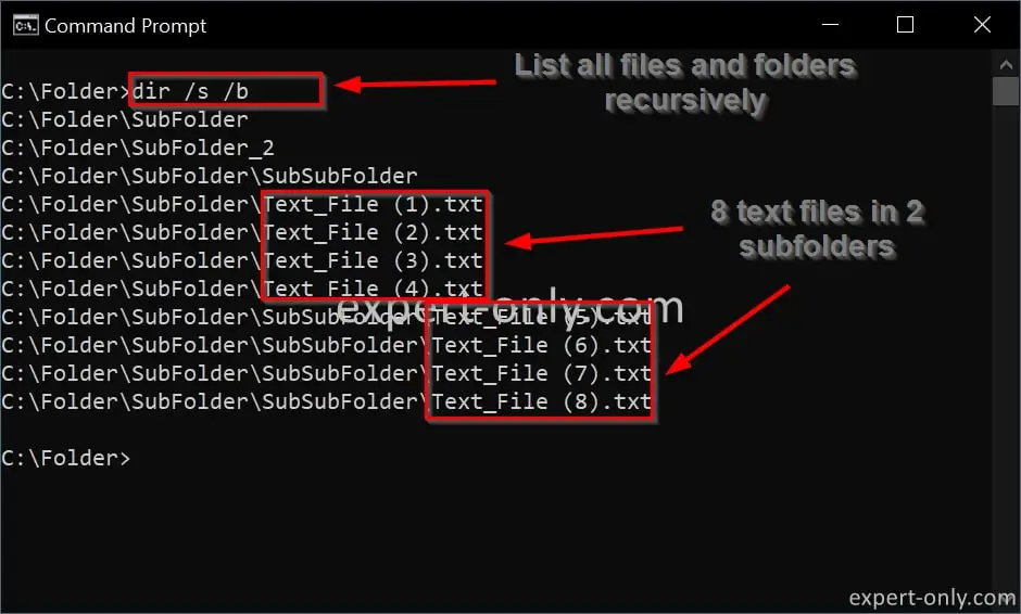 List source folder and subfolders before the xcopy recursive conmand