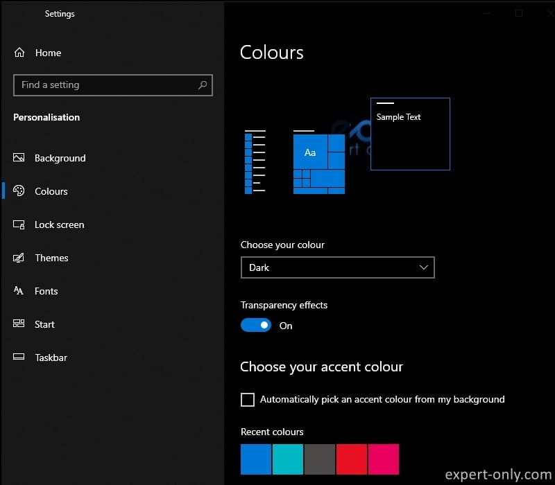 How to enable the dark mode in Windows 10 MS Settings IT