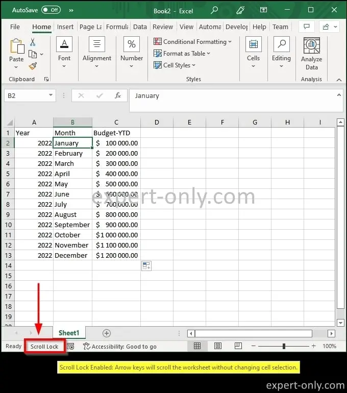 ¿Cómo puedo desactivar la opción de parada de desplazamiento de Excel, que bloquea el cursor?