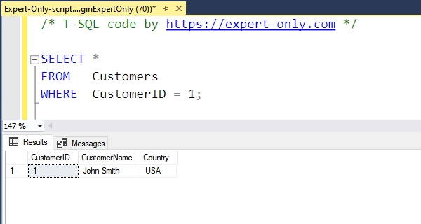 Use the Equal Symbol to Compare Values in T-SQL