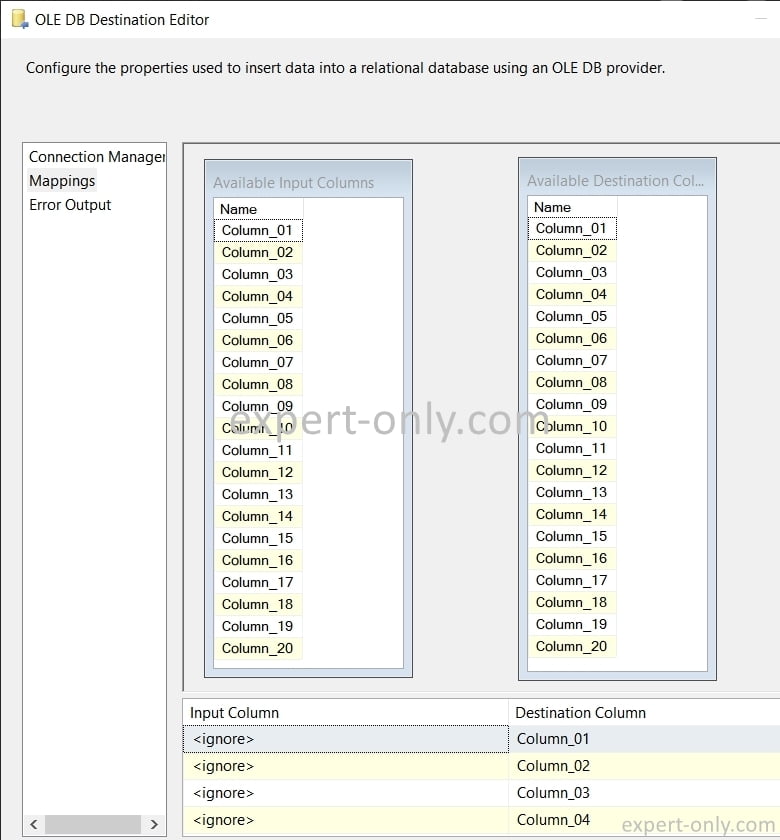 Mapping columns in an SSIS data flow