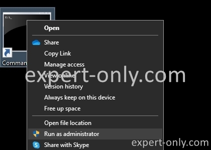 Open the Command prompt as administrator from the Windows Desktop